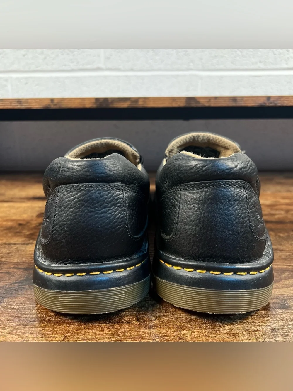 Dr. Martens Slip on Shoes Black Pebbled Leather Men's 11